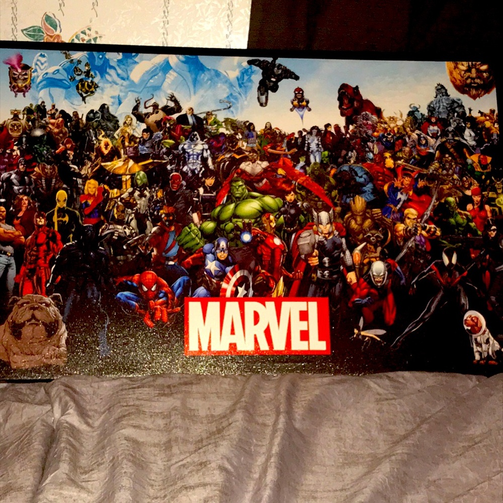 Marvel poster with all marvel characters .